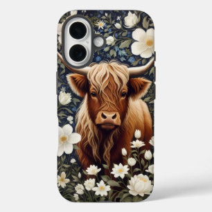 Funda iPhone 16 Flora blanca elegante de vaca de montaña