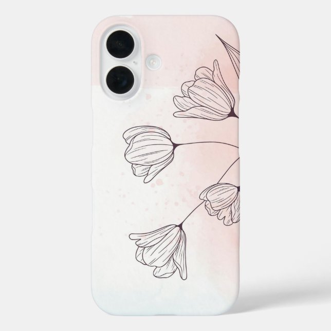 Funda iPhone 16 Flora de acuarela rosa romántica (Reverso )
