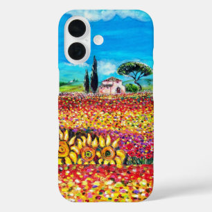 Funda iPhone 16 FLORA EN TOSCANA/ Campos, Cachorros y girasoles