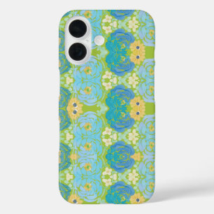 Funda iPhone 16 Floral Acuarela Azul y Amarillo