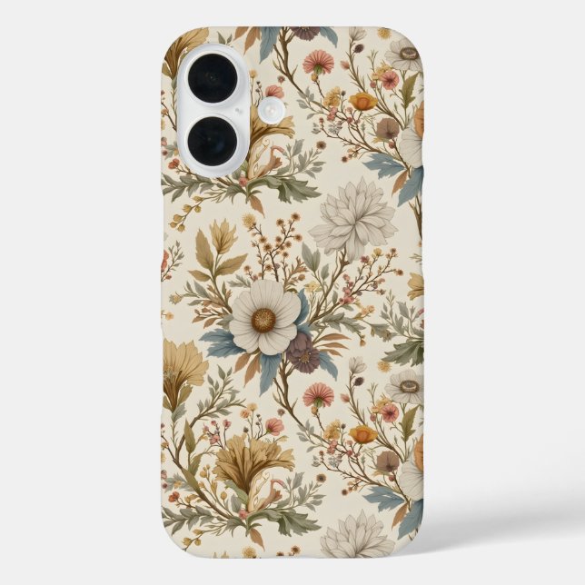 Funda iPhone 16 Floral boho en Beige (Reverso )