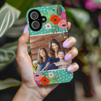 Floral brillante y foto Personalizado de puntos