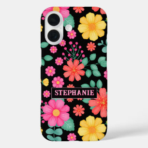 Funda iPhone 16 Floral de flores silvestres monogramada personaliz
