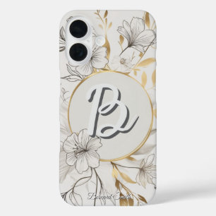 Funda iPhone 16 Floral de oro elegante   Diseño botánico de moda