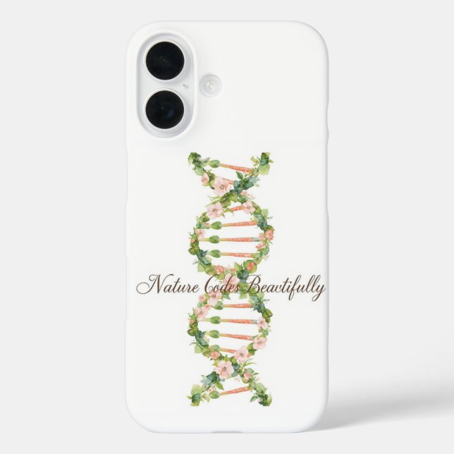 Funda iPhone 16 Floral DNA Helix Watercolor Art (Reverso )