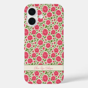 Funda iPhone 16 Floral Girly Estética Lush Peonies Rosa