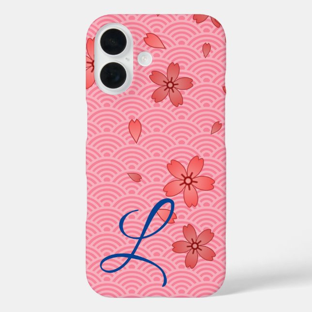 Funda iPhone 16 Floral japonesa de cerezo (Reverso )