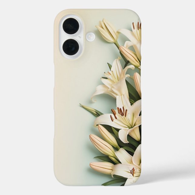 Funda iPhone 16 Floral Lilies blanca - estuche para iPhone / iPad (Reverso )