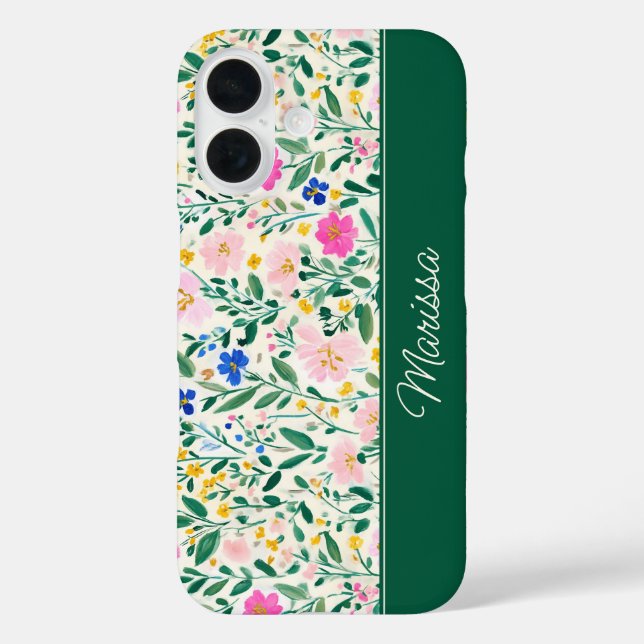 Funda iPhone 16 Floral Personalizado Colorido (Reverso )