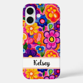 Funda iPhone 16 Floral Retro Personalizado Genial
