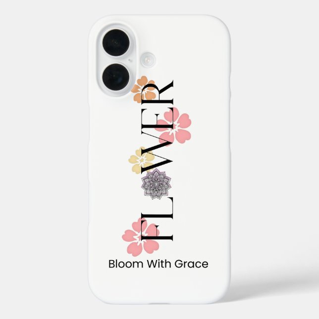 Funda iPhone 16 Floral Typography Phone Case (Reverso )
