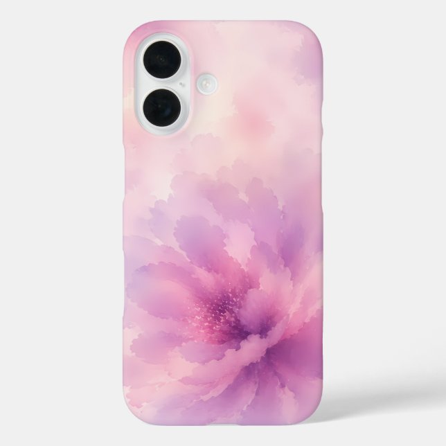 Funda iPhone 16 Florecimiento abstracto de lavanda rosa acuarela (Reverso )