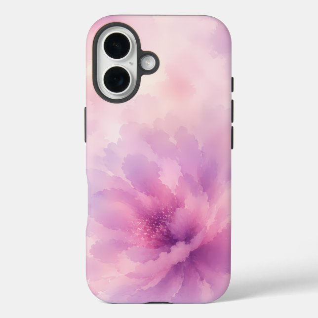 Funda iPhone 16 Florecimiento abstracto de lavanda rosa acuarela (Reverso )