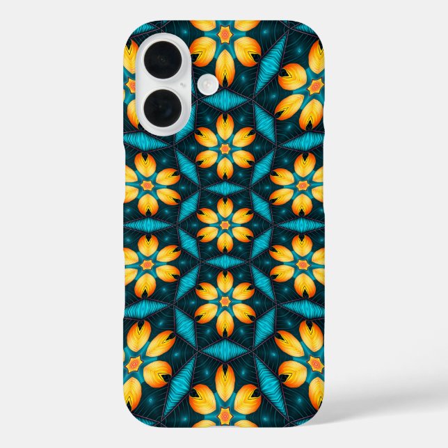 Funda iPhone 16 Flores abstractas amarillas (Reverso )