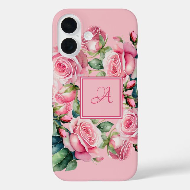 Funda iPhone 16 Flores Acuarela Flores Rosadas (Reverso )