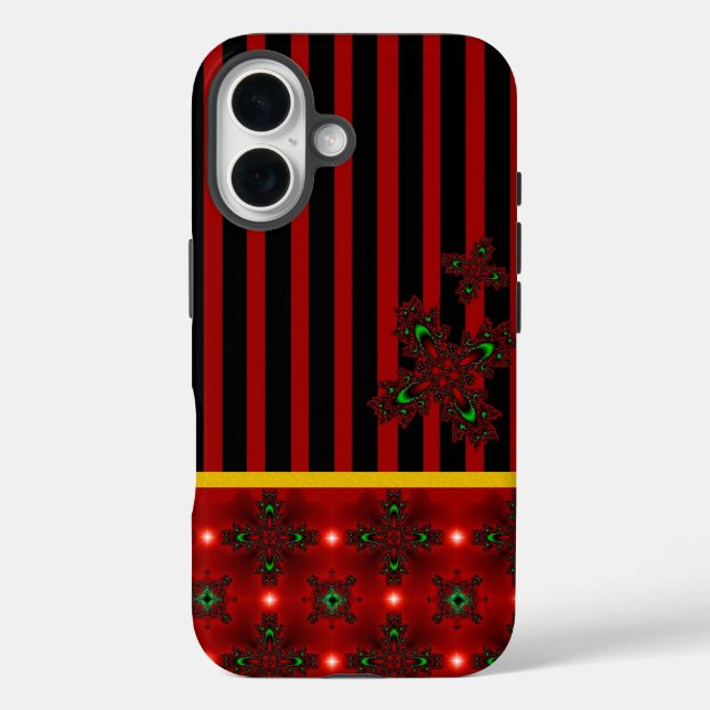 Funda iPhone 16 Flores artdeco en estilo retro (Reverso )