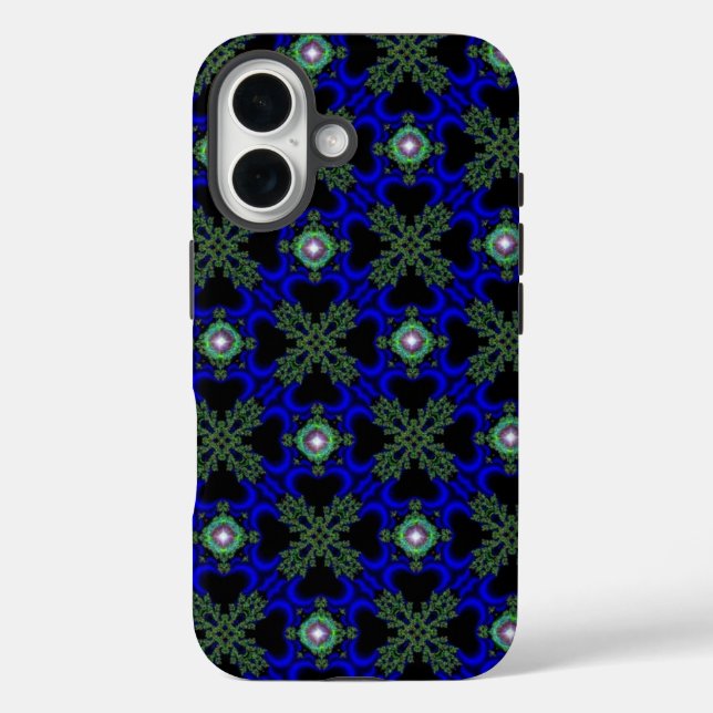 Funda iPhone 16 Flores Artdeco en estilo retro (Reverso )