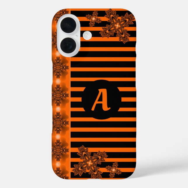 Funda iPhone 16 Flores Artdeco en estilo retro con monograma (Reverso )