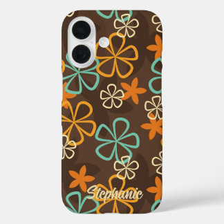 Funda iPhone 16 Flores atómicas - Flores modernas de mediados del 