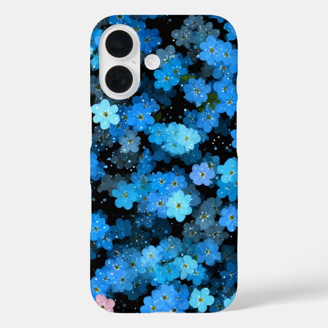 Funda iPhone 16 Flores Azules Abstractas (Reverso )