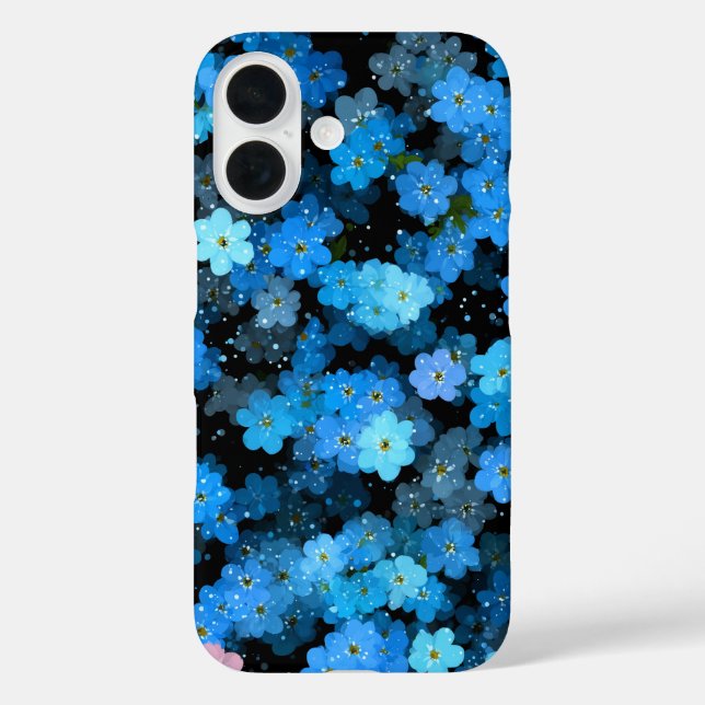 Funda iPhone 16 Flores Azules Abstractas (Reverso )