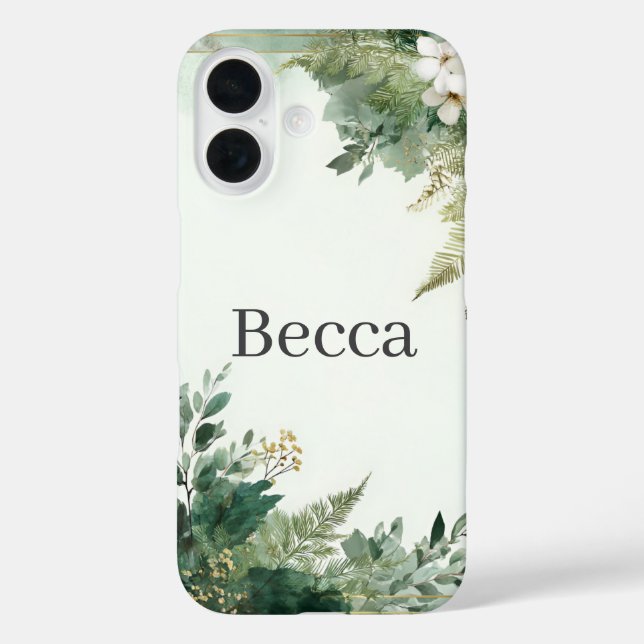Funda iPhone 16 Flores Blancas & Follaje (Reverso )