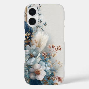 Funda iPhone 16 Flores Boho Azules 