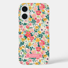 Funda iPhone 16 Flores Corales Ditsy Monogramadas