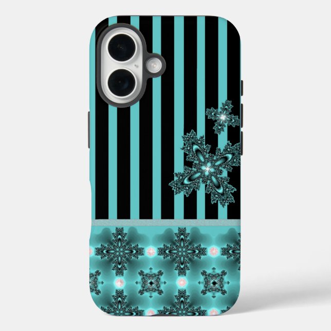 Funda iPhone 16 Flores de arte en estilo retro (Reverso )