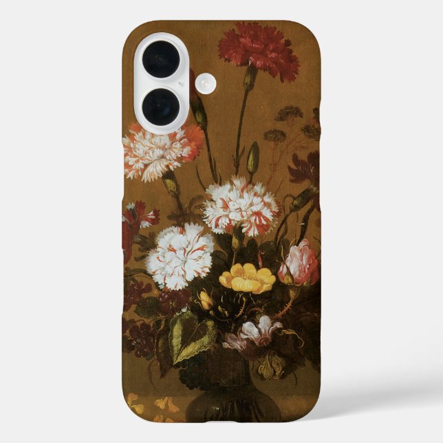 Funda iPhone 16 Flores de Bodegón Floral en Jarrón, Barroco Antigu (Reverso )
