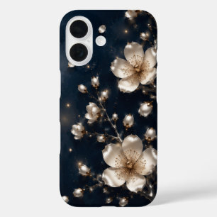 Funda iPhone 16 Flores de cerezo Pearl Sakura de medianoche