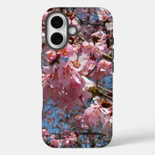 Funda iPhone 16 Flores de cerezo y de primavera rosada de abeja