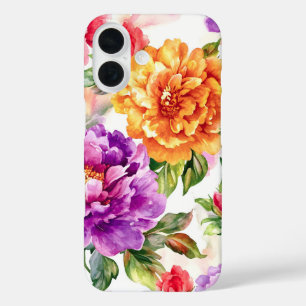 Funda iPhone 16 Flores de color de agua de verano de vintage