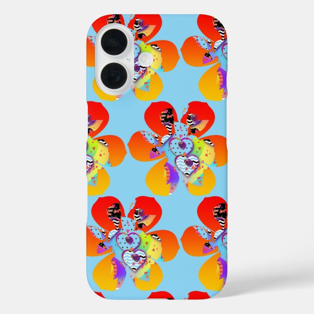 Funda iPhone 16 Flores de corazón (Reverso )