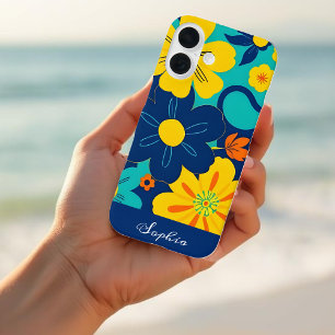 Funda iPhone 16 Flores de estilo retro-flor de estilo dopaminérgic