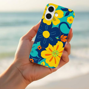 Funda iPhone 16 Flores de estilo retro-flor de estilo dopaminérgic