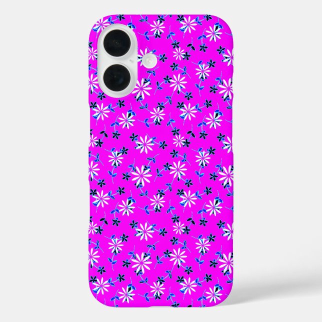 Funda iPhone 16 Flores de flores rosadas de Fuchsia 4Sophia (Reverso )