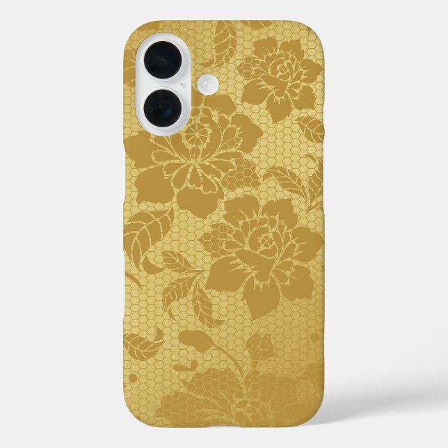 Funda iPhone 16 Flores de Honeycomb dorado Floral Elegante (Reverso )