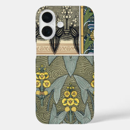 Funda iPhone 16 Flores de jardín Art Nouveau vintage punta de flec