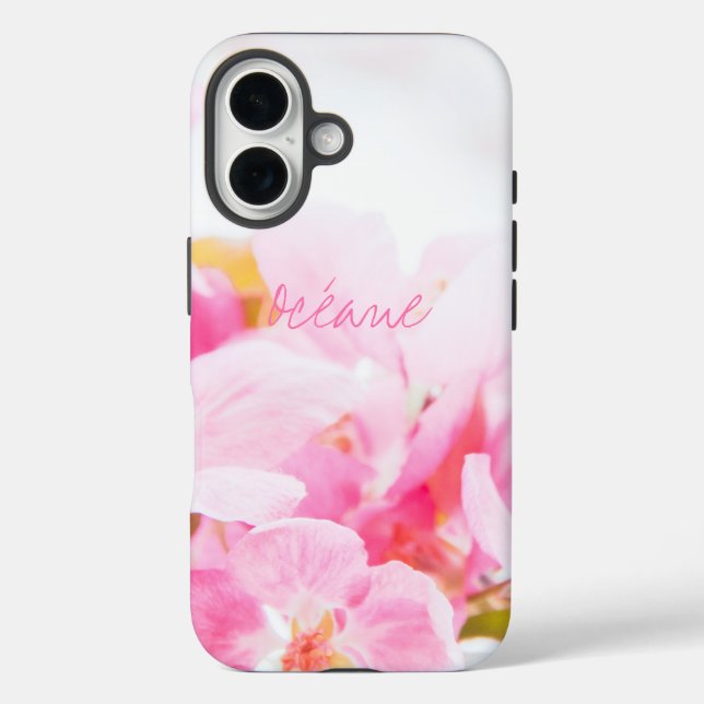 Funda iPhone 16 Flores de manzana de primavera rosada (Reverso )