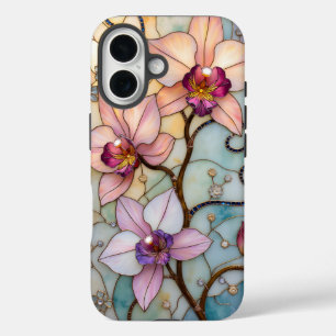 Funda iPhone 16 Flores de Orquídea en Vidrio Pintado 