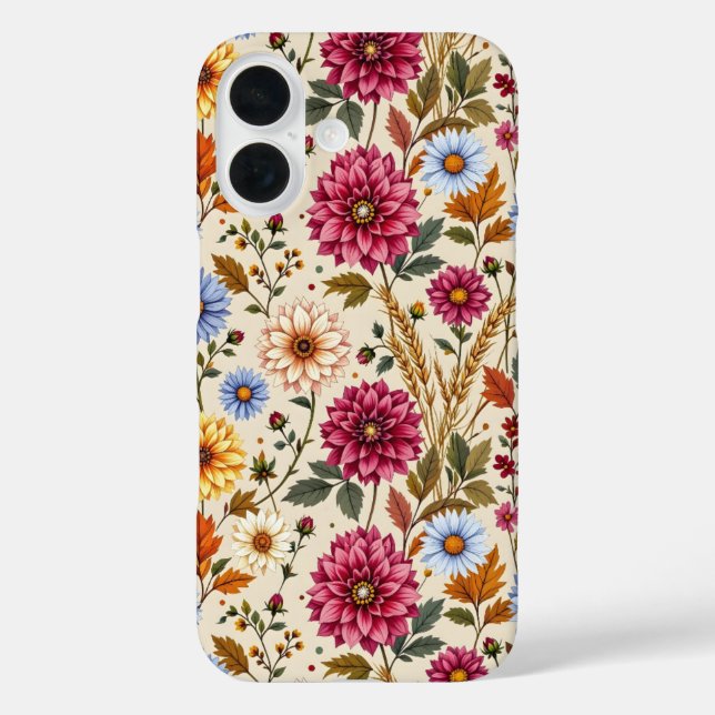 Funda iPhone 16 Flores de otoño espléndidas (Reverso )