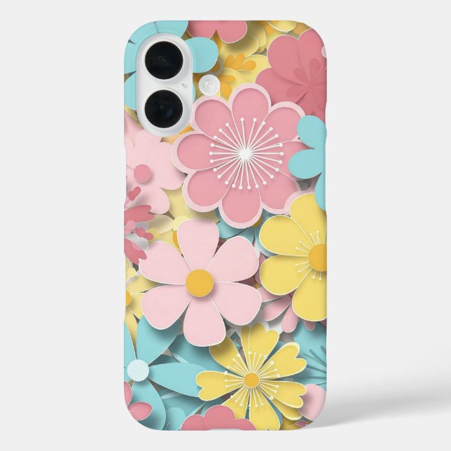 Funda iPhone 16 Flores de papel (Reverso )