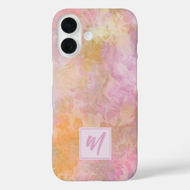 Funda iPhone 16 Flores de Pastel con Monograma de Letra Script Chi