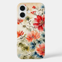 Flores de tinta japonesa en cubierta de pergamino