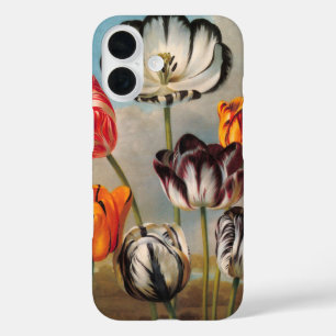 Funda iPhone 16 Flores de tulipanes variados vintage en un paisaje