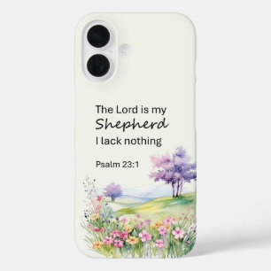 Funda iPhone 16 Flores en acuarela en un campo Salmo 23