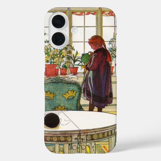 Funda iPhone 16 Flores en el Windowsill por Carl Larsson (Reverso )