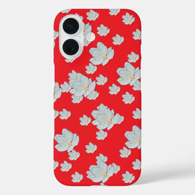 Funda iPhone 16 Flores En Rojo (Reverso )