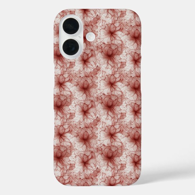 Funda iPhone 16 Flores en velo escarlata (Reverso )